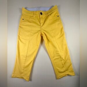 Westbound Yellow Cropped Pants with Button Detail Size 6